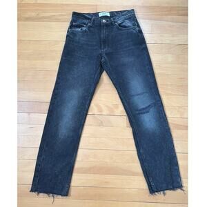 We The Free Size 26 Mid Rise Straight Leg Distressed Black Faded Jeans